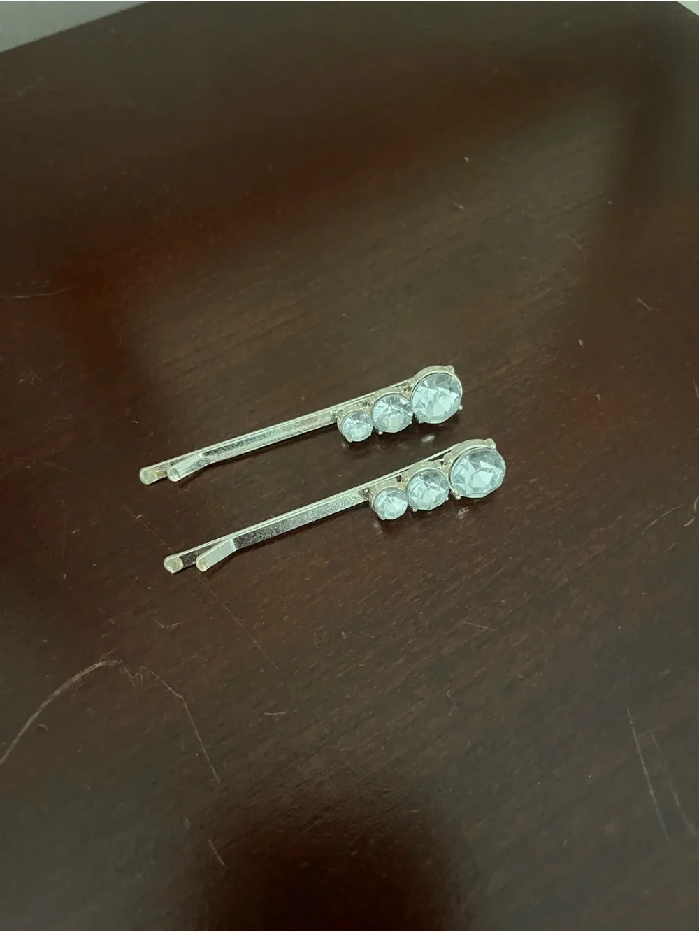 Rhinestone Bobby Pin Set - Silver Tone